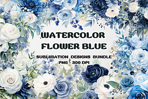 Watercolor Blue Flowers Clipart