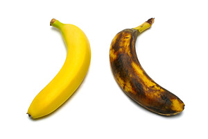 2 bananas isolated, a Photo by saiko3p