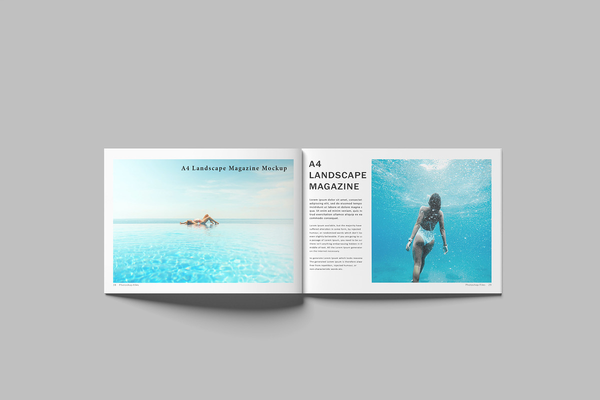 A4 Landscape Magazine Mockup, a Print Template by seramoe (Photo 6 of 8)