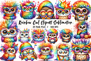 Rainbow Owl Clipart Sublimation, an Illustration by Libby Wishes (Thumbnail 1 of 4)