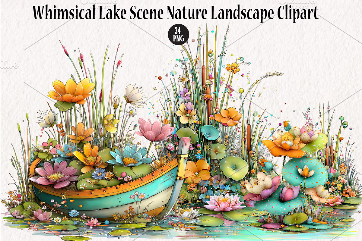 Lake Scene Nature Landscape, a Seasonal Illustration by CreationArt (Photo 1 of 6)