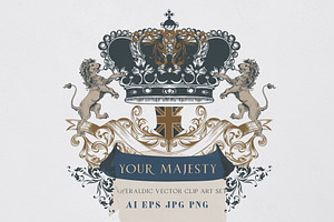 Your Majesty vector heraldic clipart, a Decorative Illustration by FleurArt