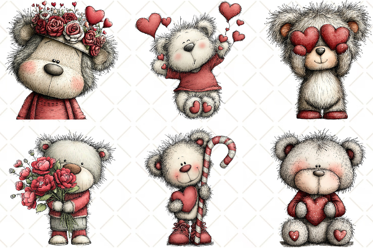 Whimsical Valentine Teddy Bear, an Animal Illustration by Black Bird Studio (Photo 4 of 6)