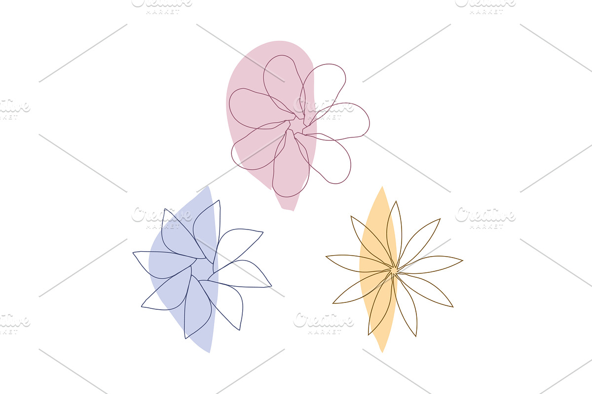Trio of abstract floral outlines, an Object Illustration by okskukuruza