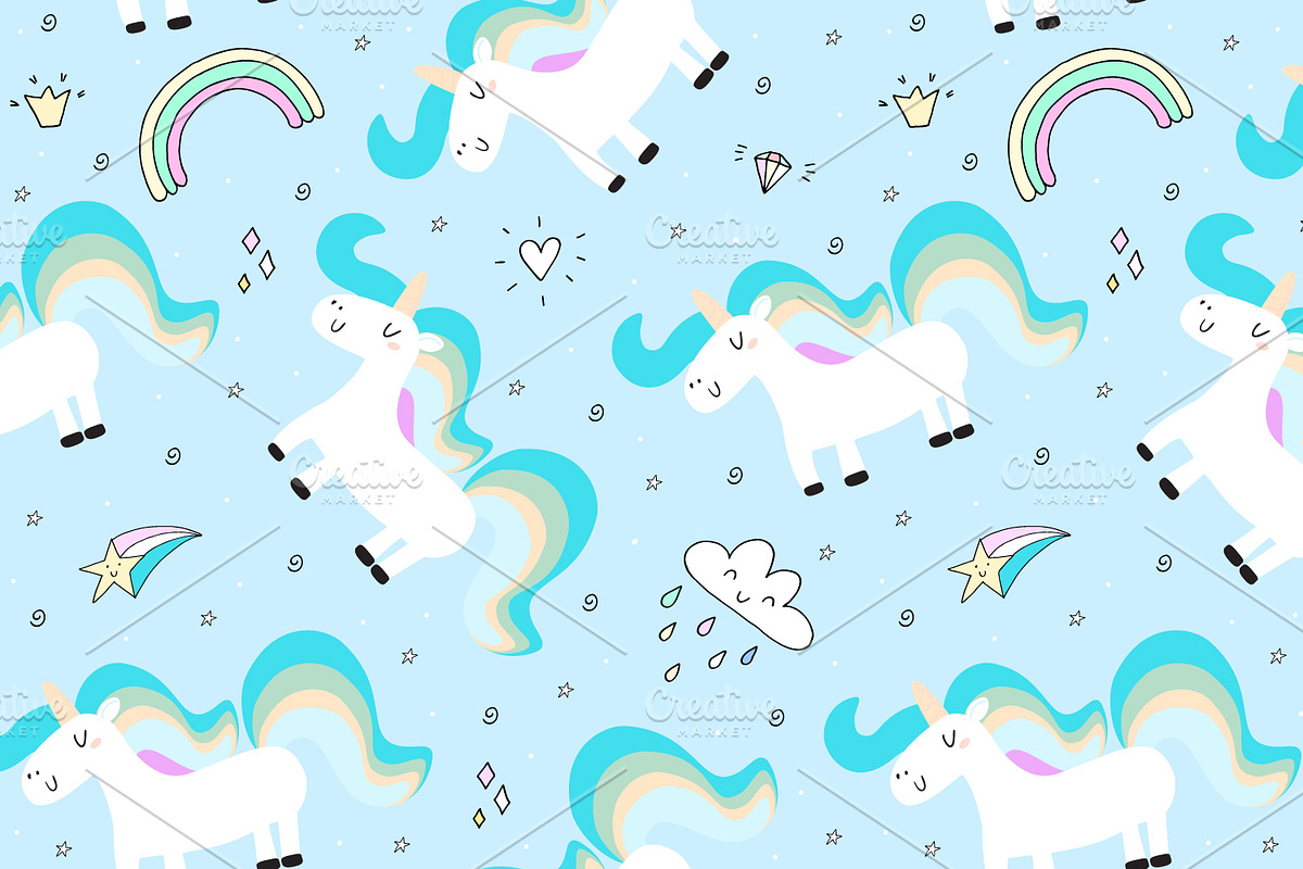 Cute unicorns patterns collection., a Pattern Graphic by Irene_Boiko_ART (Photo 15 of 22)