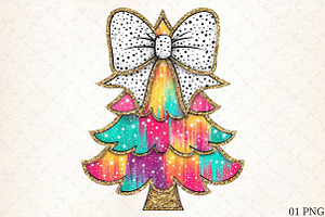 Colorful Coquette glitter Christmas, an Illustration by Libby Wishes