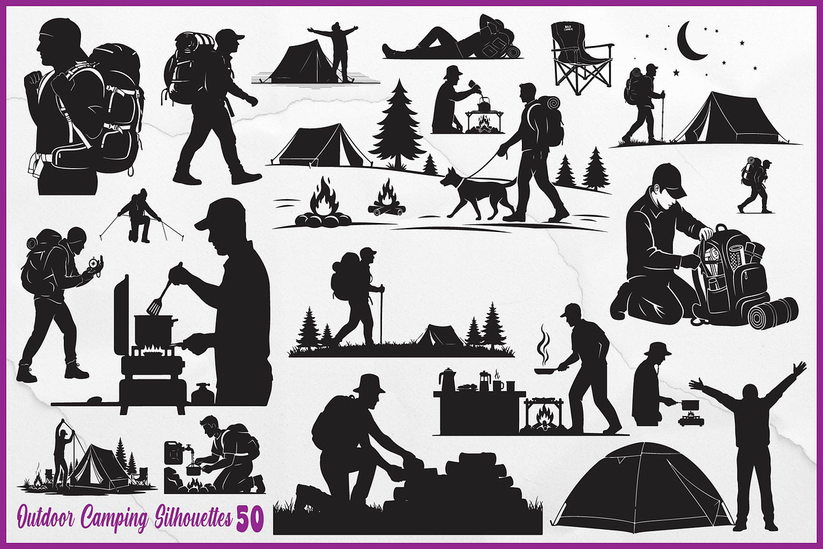 Camping Adventure Silhouette Icons, an Object Graphic by yasushie (Photo 1 of 5)