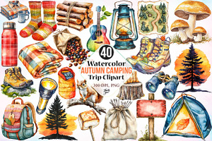 Watercolor Autumn Camping Trip PNG, a Seasonal Illustration by Canvas Craft