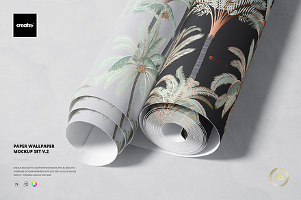 Paper Wallpaper Mockup Set v.2, a Household Mockup by creatsy5
