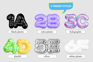 3D Inflated Type 2 Letters, Numbers