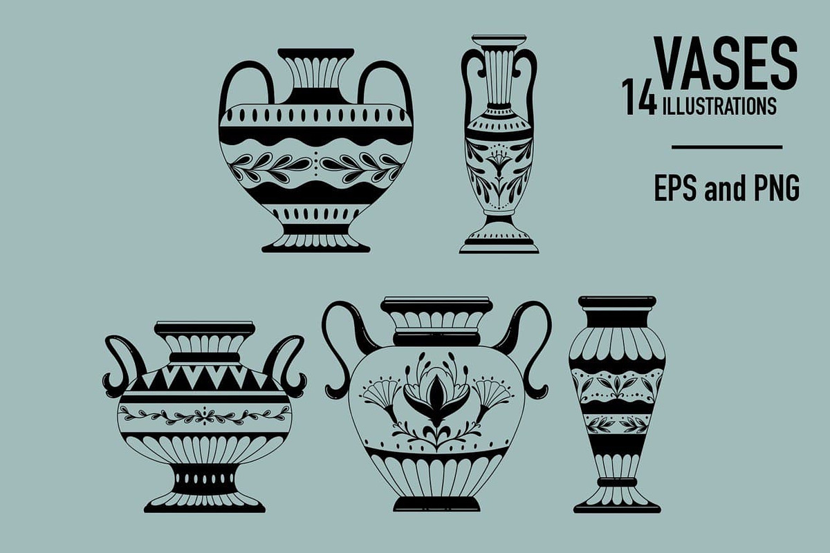 Vases. Graphic clipart + patterns., a Graphic by heyXeni (Photo 4 of 5)