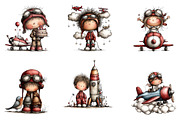 Watercolor Aviator Clipart, a Seasonal Illustration by CreationArt (Thumbnail 4 of 5)