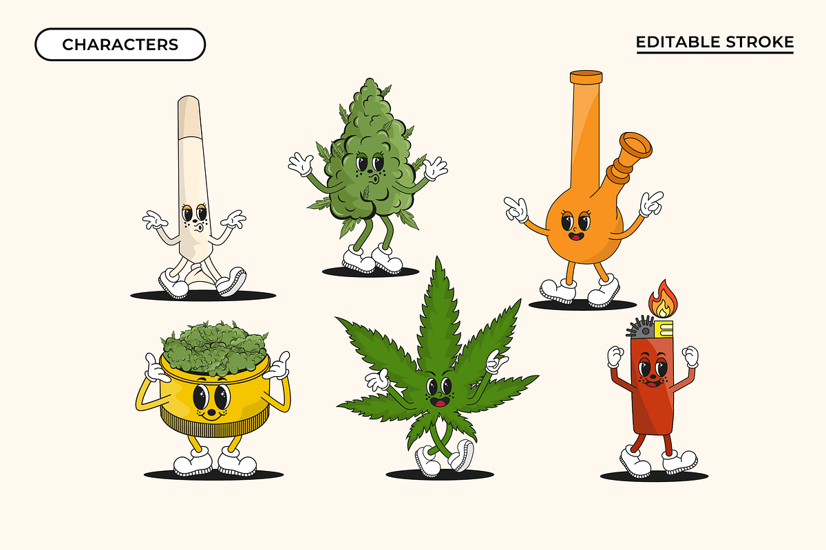 Groovy Style Cannabis Collection, an Object Graphic by semenova.sense (Photo 2 of 9)