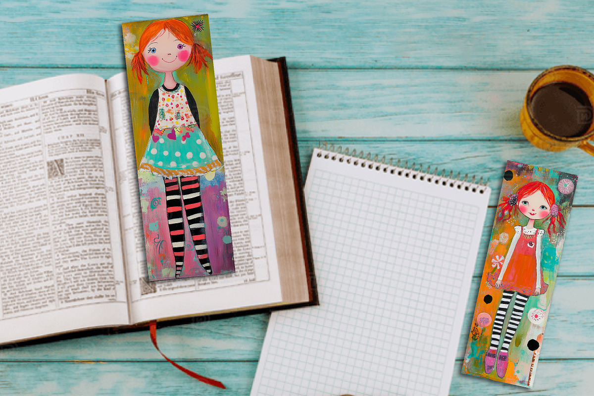 Whimsical Girl Printable Bookmarks, an Illustration by Watercolor design (Photo 2 of 3)
