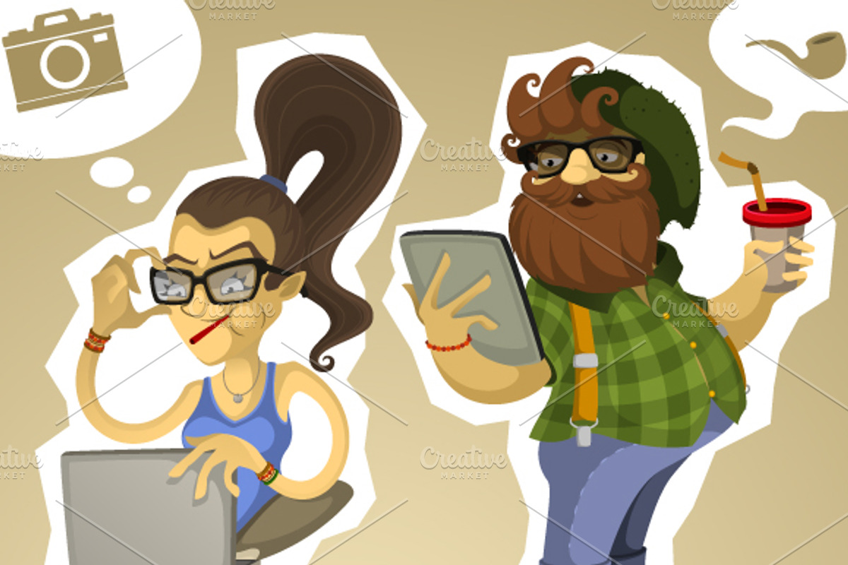 Hipsters Nerds Set, a Person Illustration by yuanden graphics (Photo 3 of 3)