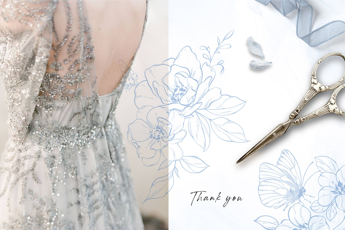 INSECTS & FLOWERS line art set, a Decorative Illustration by Yuliia Lashevska (Photo 12 of 12)