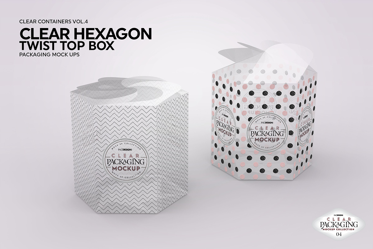 Clear Hexagon Twist Top Box Mockup, a Cups & Container Mockup by INCDesign (Photo 4 of 6)