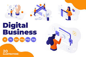 20 Digital Business Illustrations, a Person Illustration by Andrew Kras Design