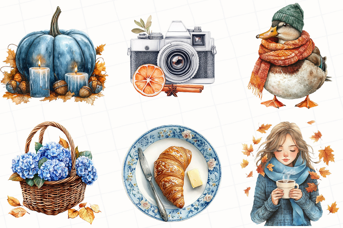 Watercolor Velvet Autumn Clipart, an Illustration by OK Design (Photo 2 of 5)