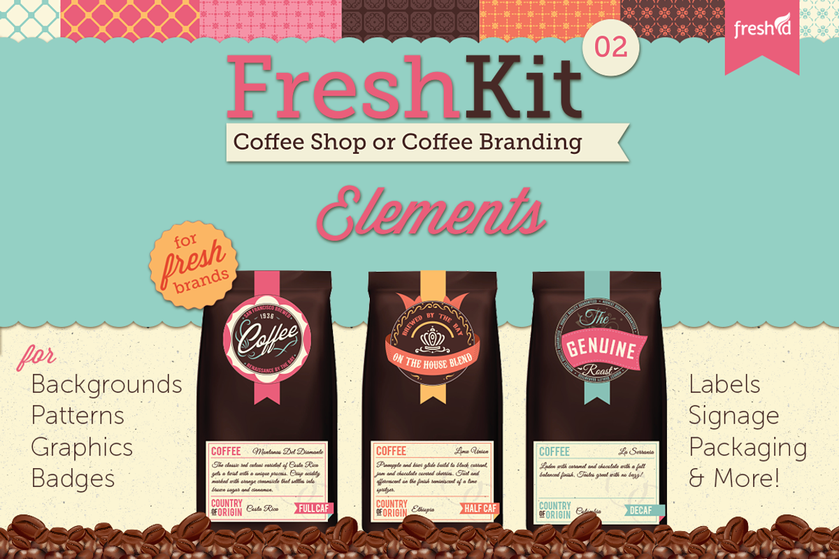Coffee Cafe Branding Elements, an Illustration by Fresh ID (Photo 1 of 5)