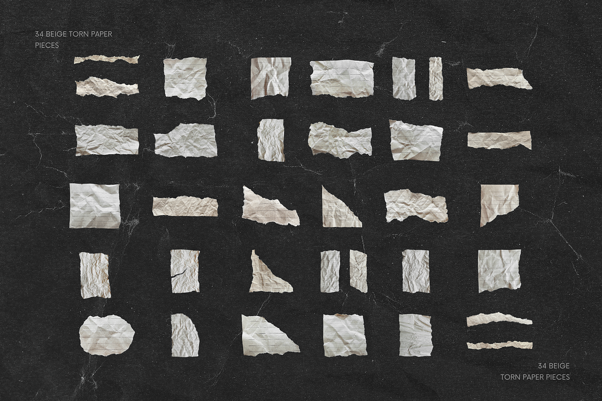 34 Beige Ripped Crumpled Old Papers, a Texture Graphic by Ksuview