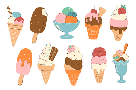 Ice Cream Set, a Food Illustration by alexdndz