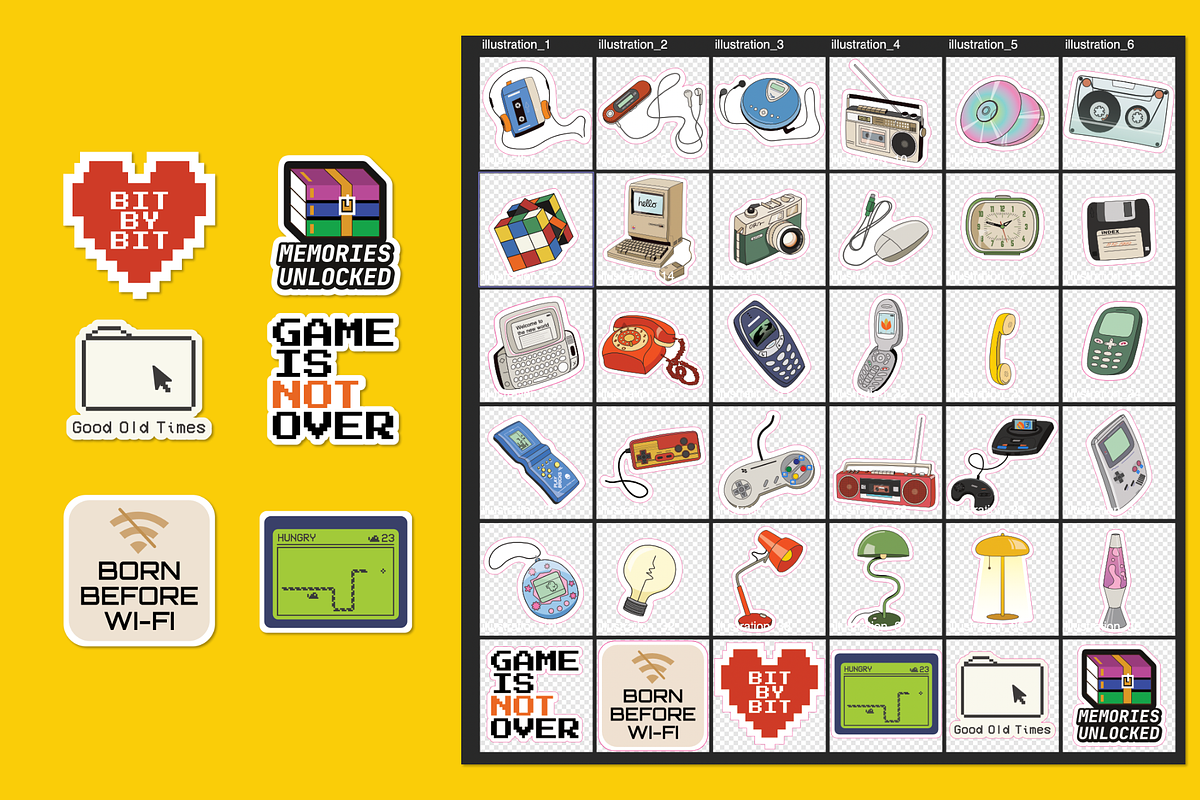 Nostalgic Tech Clipart - 90s-Y2K, a Decorative Illustration by Curiouss (Photo 5 of 9)