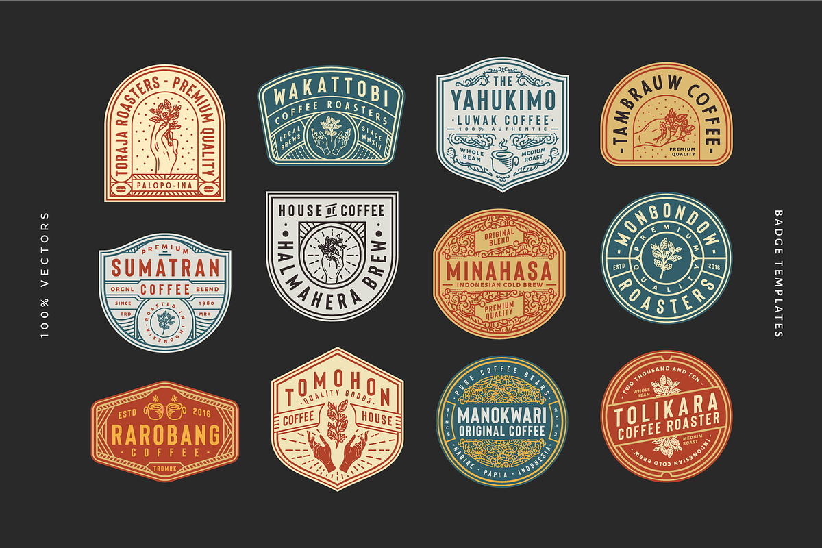 12 Coffee Logo and Badge Templates, a Branding & Logo Template by Wortfice (Photo 4 of 9)