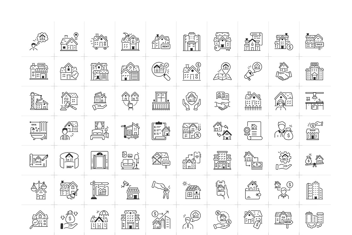 Real Estate and Apartment Icons, an Outline Icon by Prosymbols (Photo 5 of 5)