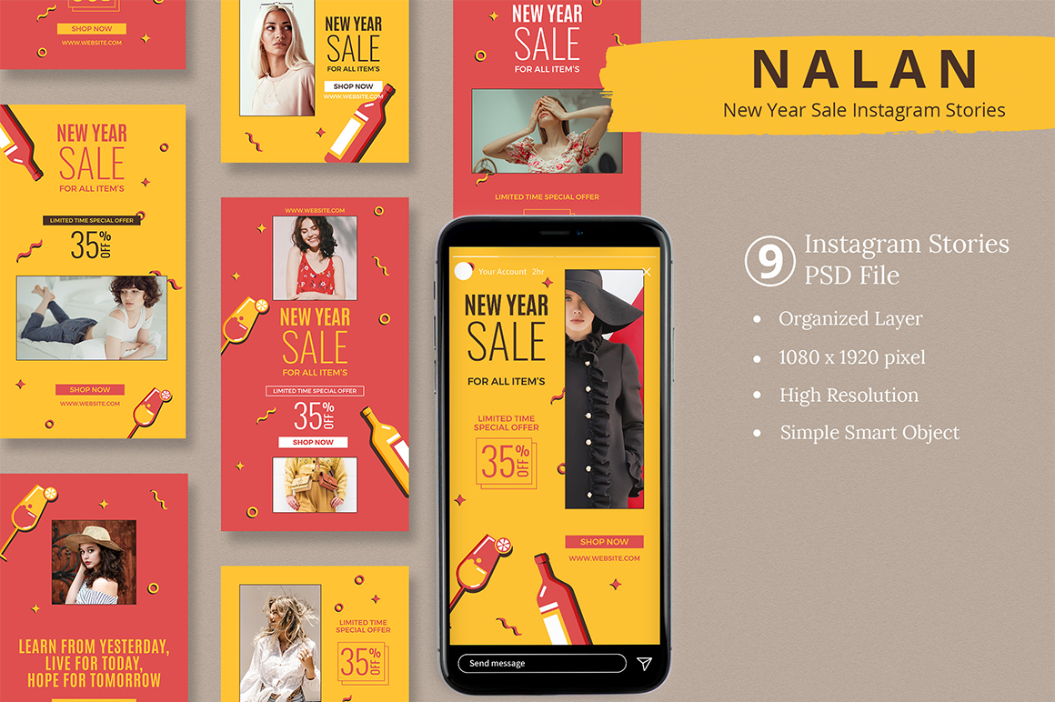 New Year Sale Instagram Stories by Attype  Creative Market