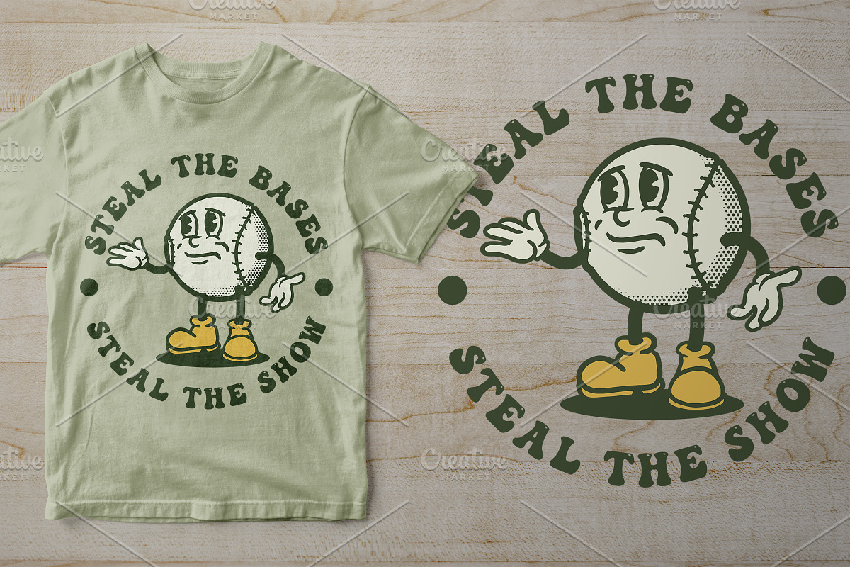 Baseball Cartoon Vintage, an Illustration by vectstudio (Photo 4 of 5)