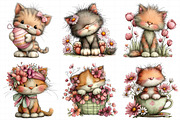 Whimsical Spring Cat Clipart, an Illustration by Daily.Designs (Thumbnail 3 of 7)