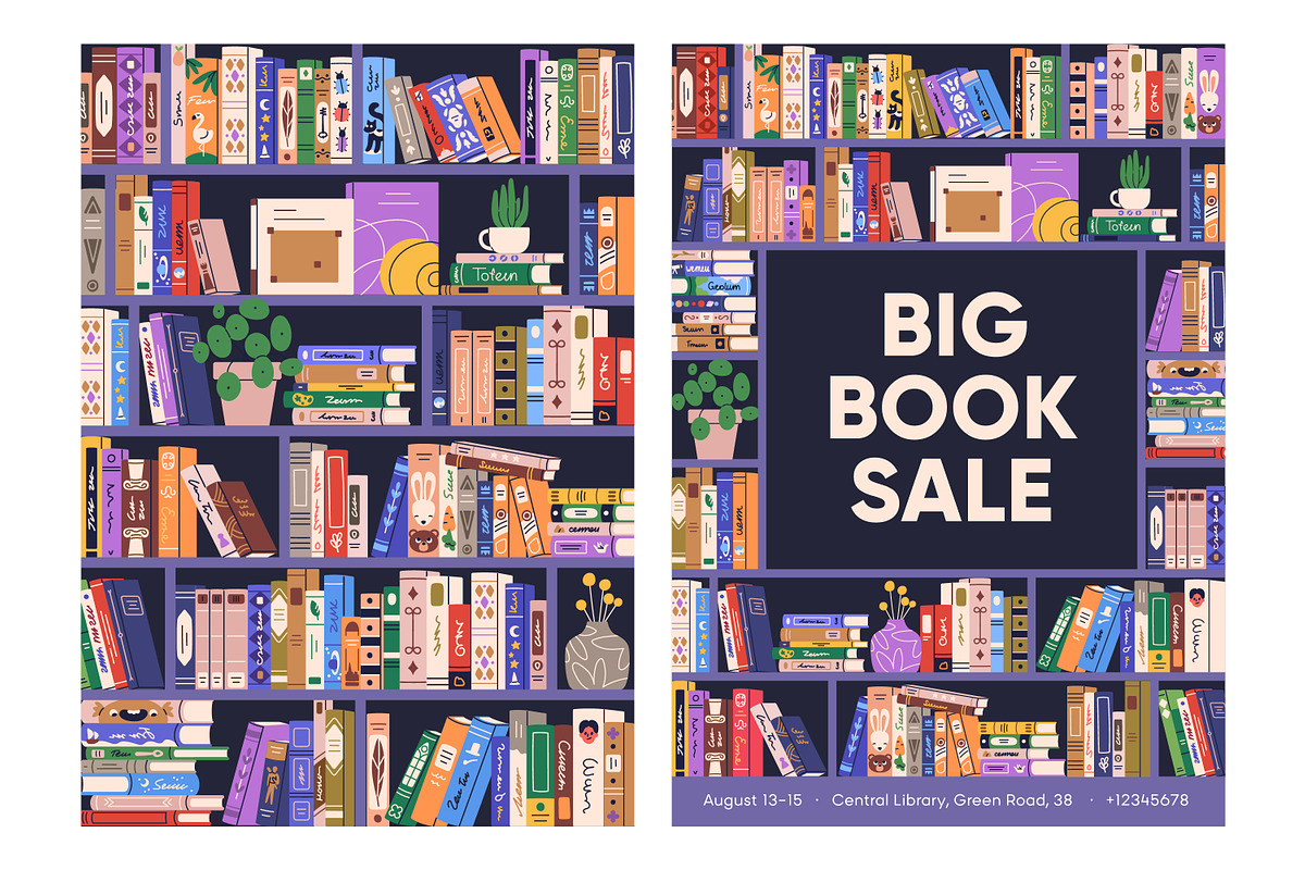 Bookshelves. Book sale poster, an Object Illustration by Good Studio (Photo 3 of 5)
