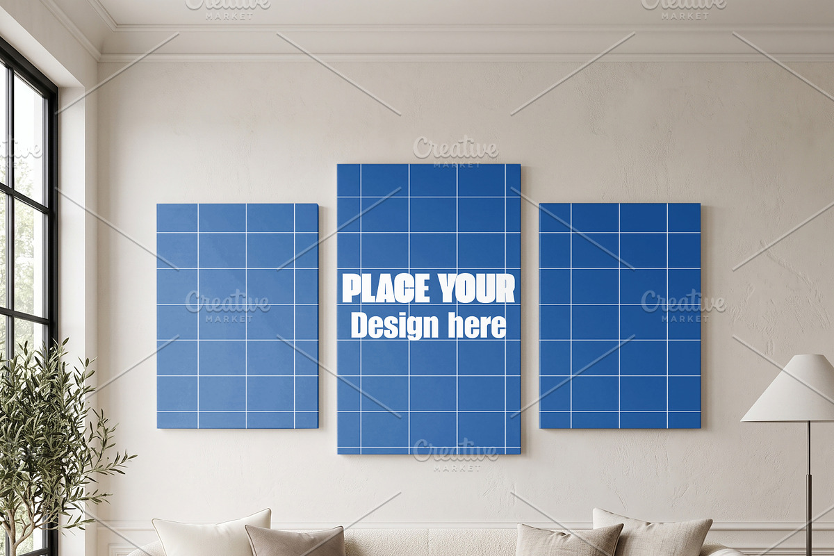 Triptych Wall Art Mockup, a Household Mockup by Pixel Foundry (Photo 4 of 6)