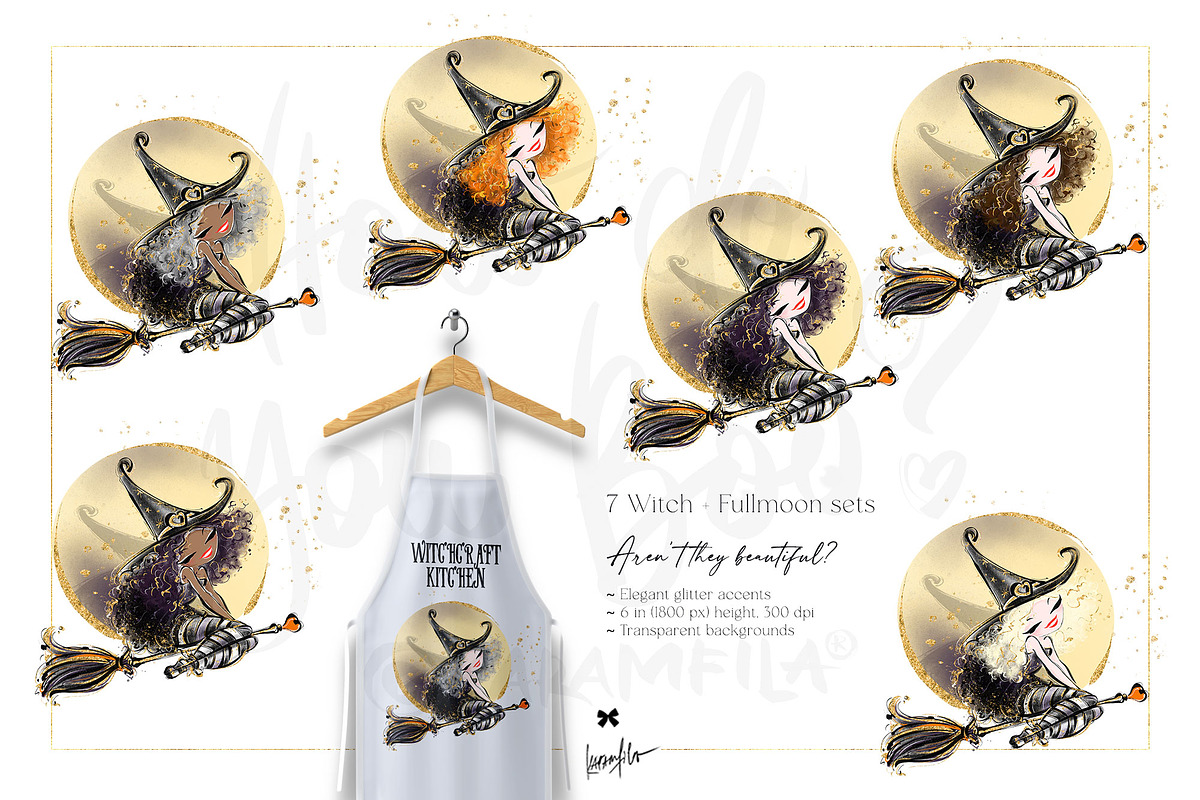 Cute Halloween Witch Ghost Clipart, a Seasonal Illustration by KaramfilaS (Photo 3 of 9)