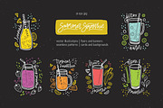 Smoothie drinks set + backgrounds, a Food Illustration by Good Studio (Thumbnail 1 of 25)