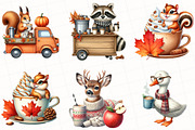 Fall Coffee Animals Clipart, an Illustration by OK Design (Thumbnail 5 of 5)