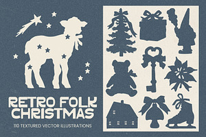 Retro Folk Christmas: 110 Graphics, a Seasonal Illustration by Veyla