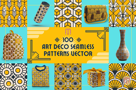 100 Art Deco Seamless Pattern Vector