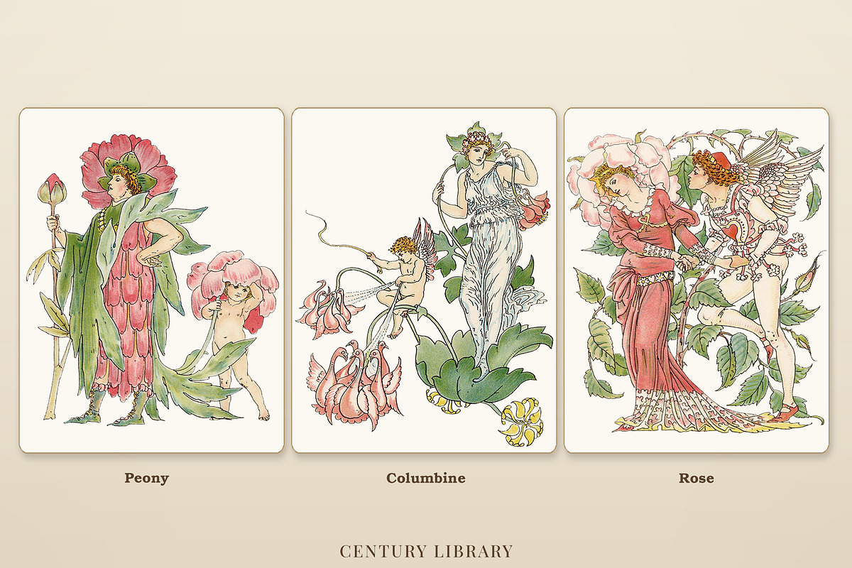 Vintage Flower Fairy Illustrations, a Decorative Illustration by Century Library (Photo 7 of 10)