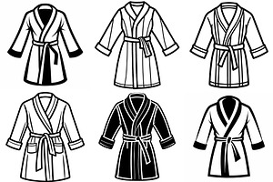 Set of Bathrobe vector silhouettes, an Object Graphic by Billah Hub