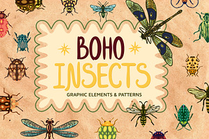 Boho Insects. Elements&patterns