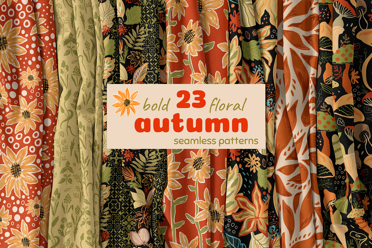 Hand drawn Autumn floral patterns, a Pattern Graphic by Tani Kuzminka (Photo 1 of 27)