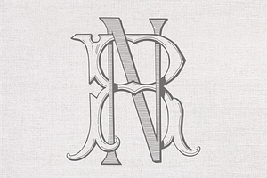 RN vintage monogram, a Decorative Illustration by Vintage Monograms
