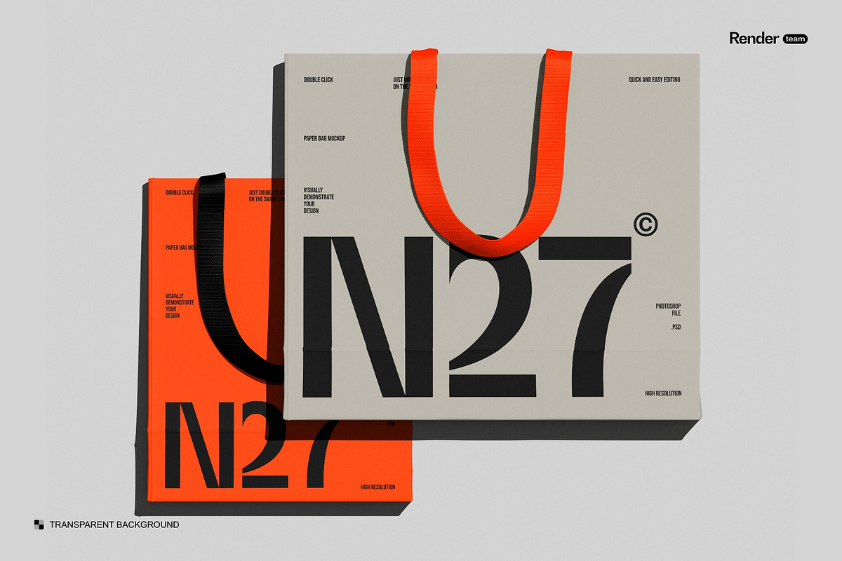 Paper Bag Mockup Set, a Packaging Mockup by Renderteam (Photo 9 of 12)