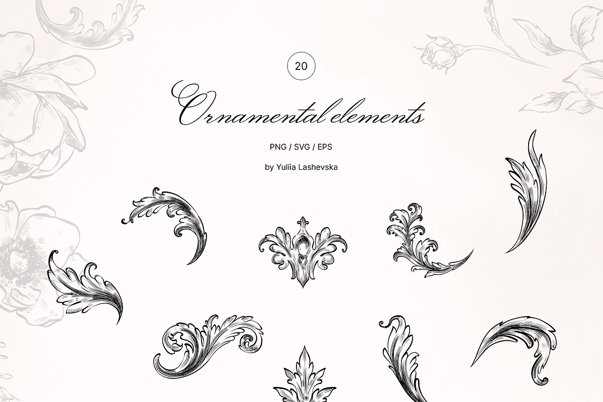 Sylvia vintage baroque floral frames, a Decorative Illustration by Yuliia Lashevska (Photo 5 of 9)