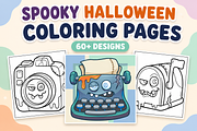 Spooky Halloween Coloring Pages #1, a Seasonal Illustration by Inkivelle Studio (Thumbnail 1 of 3)