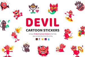 Devil Cartoon Stickers Set