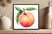 Watercolor Cute Peaches Garden Fruit, an Illustration by DreamCafeArt (Thumbnail 6 of 8)