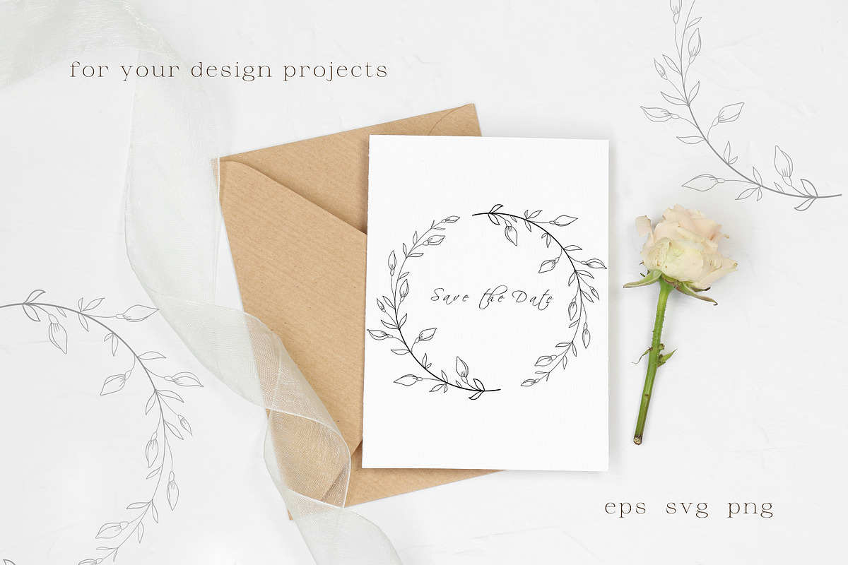 Line Floral Wreaths Collection, an Illustration by Dervik Art Store (Photo 7 of 8)
